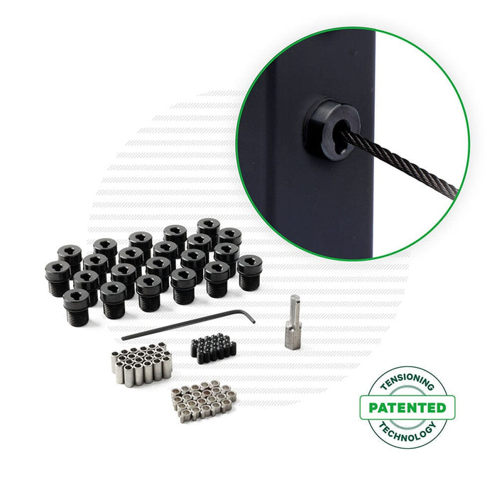 Cable Rail Tensioner Bundles for Metal Posts | Black Finish Tensioners Cable Bullet 22 Tensioner Kits with Drivers 