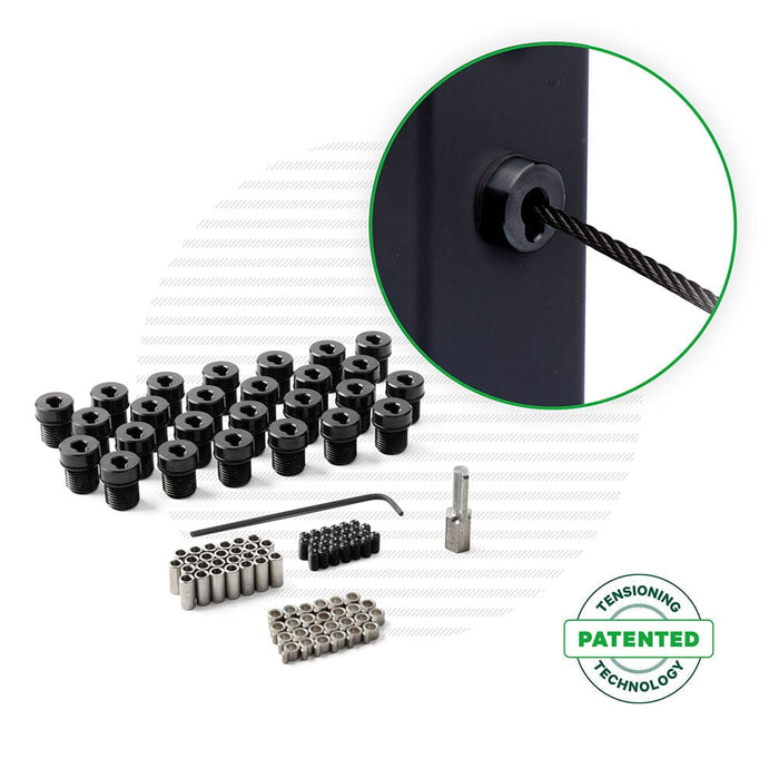 Cable Rail Tensioner Bundles for Metal Posts | Black Finish Tensioners Cable Bullet 26 Tensioner Kits with Drivers 