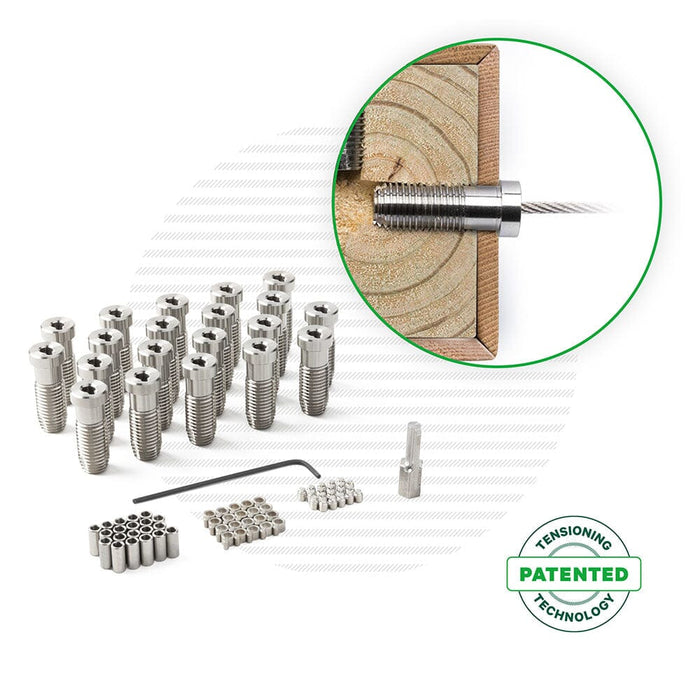 Cable Rail Tensioner Kit for Wood Posts Tensioners Cable Bullet XL (1-7/8") 20 Tensioner Kits with Drivers 